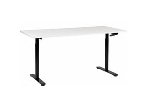 4255664856654 - Beliani - Schreibtisch Weiß Schwarz Melamin 160x72 cm Manuell Höhenverstellbar Rechteckig mit Kurbel Rundes Metallgestell Modern Büro Steh-Sitz-Tisch