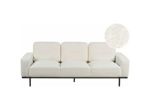 4255664857064 - Beliani - Sofa Cremeweiß Bouclé 3-Sitzer mit Breiten Armlehnen Dicken Sitzkissen Modern Couch Dreisitzer Wohnzimmer Büro Arbeitszimmer Möbel Sitzmöbel