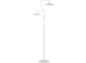 4255664857156 - Beliani - LED-Stehlampe Weiß Metall 2-Flammig mit Schirm Kegelform Gebogen Langes Kabel mit Schalter USB-Anschluss Industrie-Design Modern Büro