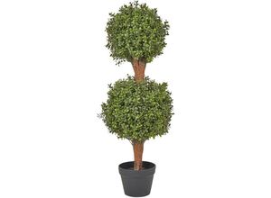 4255664858146 - Beliani - Künstliche Topfpflanze Buxus Kugelbaum Grün Kunststoff Blätter Material Massivholz Stamm 92 cm Dekorative Indoor Outdoor Garten Accessoire