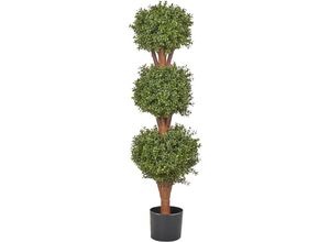 4255664858153 - Beliani - Künstliche Topfpflanze Buxus Kugelbaum Grün Kunststoff Blätter Material Massivholz Stamm 120 cm Dekorative Indoor Outdoor Garten Accessoire