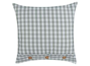 4255664858849 - Beliani - Dekokissen Mintgrün   Weiß Karomuster 45 x 45 cm Quadratisch mit Knöpfen für Wohnzimmer Schlafzimmer Sofa Sessel Bett