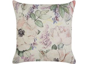 4255664859068 - Beliani - Dekokissen Violett Blumenmuster 45 x 45 cm Quadratisch Abnehmbarer Bezug für Wohnzimmer Schlafzimmer Sofa Sessel Bett