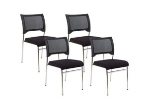 4255664859358 - Beliani - Konferenzstuhl 4er Set Schwarz Stoffbezug Metallgestell Stapelbar ohne Armlehnen Modern Büro Arbeitszimmer Wartezimmer Besprechungsraum