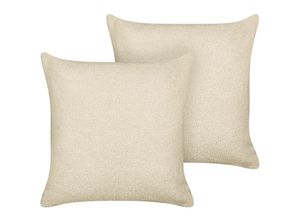 4255664860149 - Beliani - Dekokissen 2er Set Beige Bouclé Quadratisch 45x45 cm Bezug mit Füllung Reißverschluss Einfarbig Modern Wohnzimmer Schlafzimmer Sofakissen