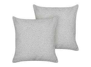 4255664860163 - Beliani - Dekokissen 2er Set Grau Bouclé Quadratisch 45x45 cm Bezug mit Füllung Reißverschluss Einfarbig Modern Wohnzimmer Schlafzimmer Sofakissen