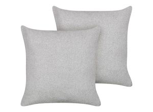 4255664860217 - Beliani - Dekokissen 2er Set Grau Bouclé Quadratisch 60x60 cm Bezug mit Füllung Reißverschluss Einfarbig Modern Wohnzimmer Schlafzimmer Sofakissen