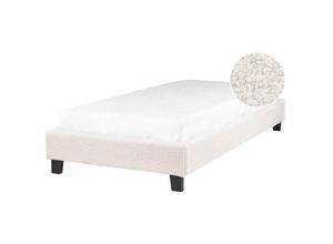 4255664860262 - Polsterbett Creme Bouclé Stoffbezug mit Lattenrost 90x200 cm ohne Kopf- und Fußteil Modern Skandi Schlafzimmer Einzelbett Bettrahmen