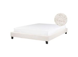 4255664860286 - Beliani - Polsterbett Creme Bouclé Stoffbezug mit Lattenrost 160x200 cm ohne Kopf- und Fußteil Modern Skandi Schlafzimmer Doppelbett Bettrahmen