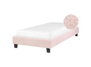 4255664860347 - Beliani - Polsterbett Pastellrosa Bouclé Stoffbezug mit Lattenrost 90x200 cm ohne Kopf- und Fußteil Modern Skandi Schlafzimmer Einzelbett Bettrahmen