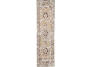 4255664860507 - Beliani - Teppich Beige-Braun Baumwolle 80 x 300 cm Orientalisches Muster Kurzflor Rechteckig Antik-Optik Vintage Läufer für Fußbodenheizug