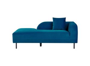 4255664860668 - Chaiselongue Marineblau Samtstoff Rechtsseitig mit Kissen Modernes Design Retro Stil Relaxliege für Wohnzimmer Schlafzimmer Indoor