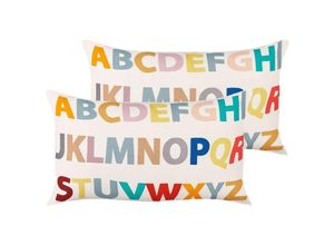 4255664863089 - Beliani - Dekokissen Baumwolle Bunt 30 x 50 cm Rechteckig Alphabet Motiv für Kinderzimmer