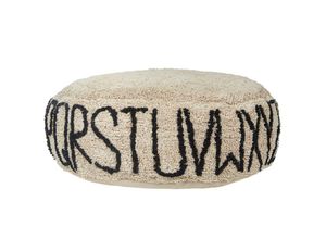 4255664863096 - Beliani - Bodenkissen Beige u Schwarz aus Baumwolle 60 x 20 cm Rund mit Alphabet Muster Modernes Design Pouf für Wohnzimmer Schlafzimmer Kinderzimmer