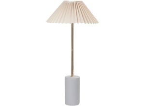 4255664863294 - Beliani - Tischlampe Weiß Leinen Rund 40 cm Stoffschirm Trommelform Rillen-Optik Kabel mit Schalter Modern Schlaf- u Wohnzimmer Beleuchtung