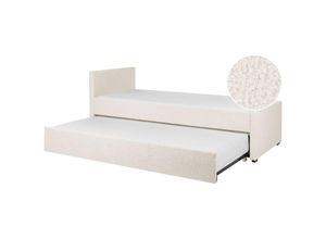 4255664863737 - Tagesbett Beige Bouclé mit Lattenrost 80 x 200 cm Ausziehbar Modern Schlafzimmer Ausstattung Gästebett Ausziehbett für 2 Personen Geschwister