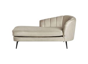 4255664864307 - Chaiselongue Beige Samt Rechtsseitig mit Schwarzen Metallbeinen Lehne Muschelform Glamourös Modern Muschelsofa Wohnzimmer Ausstattung