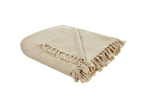 4255664864802 - Beliani - Tagesdecke Beige 240 x 220 cm mit Fransen Handgewebt Modern für Sofa Bett Schlafzimmer Wohnzimmer 4255664864802 - Beliani - Tagesdecke Beige 240 x 220 cm mit Fransen Handgewebt Modern für Sofa Bett Schlafzimmer Wohnzimmer
