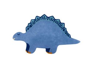 4255664865304 - Beliani - Teppich Blau Wolle 100x160 cm Dinosaurier Form Handgetuftet Kurzhaar Kurzflor Baumwolunterseite Modern Kinderteppich für Fußbodenheizung