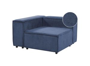 4255664865410 - Ecksessel Dunkelblau Cord 1-Sitzer Modulsessel mit Niedriger Rückenlehne Wohnzimmermöbel Modern Skandi Wohnzimmer Salon Ausstattung Sitzmöbel