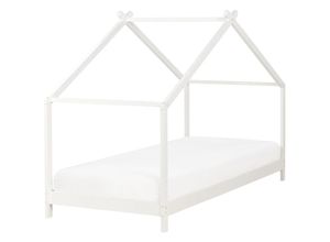 4255664868022 - Kinder-Hausbett Kiefernholz weiß Lattenrost 90 x 200 cm orlu