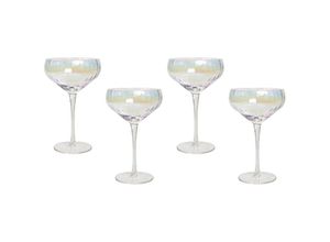 4255664868497 - Beliani - Champagnerschalen 4er Set Transparent Schimmernd Geriffelt 300 ml 30 cl Fassungsvermögen Mundgeblasen Sektschalen Sektgläser Cocktailgläser