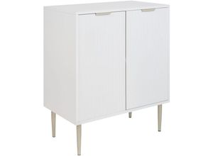 4255664868947 - Sideboard Weiß u Gold aus MDF Metall mit 2 Türen Geriffelte Optik Modern Elegant Kommode für Schlafzimmer Wohnzimmer Flur