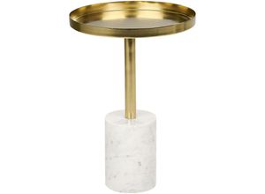 4255664869012 - Beistelltisch Gold u Weiß aus Metall Marmor Rund ⌀ 36 cm Elegantes Modernes Design für Wohnzimmer Schlafzimmer