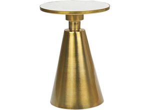 4255664869036 - Beistelltisch Gold u Weiß aus Metall Marmor Rund ⌀ 35 cm Elegantes Modernes Design für Wohnzimmer Schlafzimmer