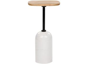 4255664869050 - Beliani - Beistelltisch Helles Holz u Weiß aus Metall Akazienholz Marmoroptik Rund ⌀ 30 cm Elegantes Modernes Design für Wohnzimmer Schlafzimmer