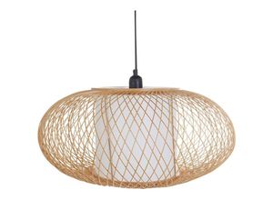 4255664869425 - Beliani - Hängelampe Naturfarben u Weiß aus Bambus Boho Stil Modern Hängeleuchte für Esstisch Esszimmer Wohnzimmer Schlafzimmer
