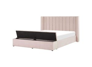 4255664870209 - Beliani - Gepolsterte Wasserbett Pastellrosa 160 x 200 cm aus Samtstoff mit Stauraum Elegantes Doppelbett Modernes Design