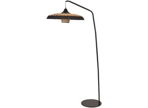 4255664870964 - Beliani - Stehlampe Schwarz u Beige aus Papierschnur 170 cm Hoch Boho Stil für Wohnzimmer Schlafzimmer Flur