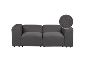 4255664871152 - 2-Sitzer Sofa Dunkelgrau Bouclé-Stoffbezug Modular mit Breiten Hohen Armlehnen Niedrige Rückenlehne Modern Wohnzimmer Polstersofa Modulsofa