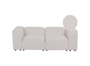 4255664871206 - Beliani - 2-Sitzer Sofa Hellgrau Bouclé-Stoffbezug Modular mit Breiten Hohen Armlehnen Niedrige Rückenlehne Modern Wohnzimmer Polstersofa Modulsofa