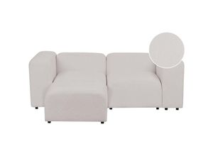 4255664871213 - Beliani - 2-Sitzer Sofa Hellgrau Bouclé-Stoffbezug Modular mit Ottomane Breite Hohe Armlehnen Niedrige Rückenlehne Wohnzimmer Polstersofa Modulsofa