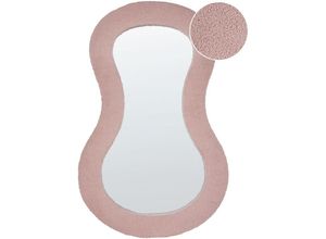 4255664871435 - Beliani - Wandspiegel Rosa Glas und Bouclé 70x112 cm mit Breitem Rahmen Asymmetrisch Modern Wohnaccessoire Wohnzimmer Schlafzimmer Wohnbereich Bad