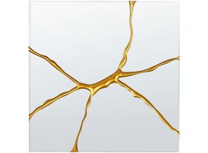 4255664871534 - Beliani - Wandspiegel Gold Glas Quadratisch 80x80 cm Rahmenlos mit Vene Farbklecks Modern Wohnzimmer Schlafzimmer Flur Esszimmer Wanddeko Hängespiegel