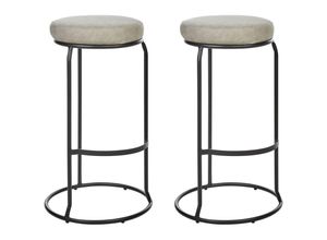 4255664871855 - Barhocker 2er Set Grau Kunstleder-Bezug und Metall Ohne Lehne mit Fußstützen Retro Design Sitzmöbel Wohnzommer Küche Bar Wohnküche Ausstattung