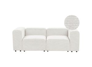 4255664872388 - Beliani - 2-Sitzer Sofa Cremeweiß Cord-Stoffbezug Modular mit Breiten Hohen Armlehnen Niedrige Rückenlehne Modern Wohnzimmer Polstersofa Modulsofa