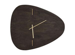 4255664872715 - Beliani - Wanduhr Schwarz aus Mangoholz 56 x 47 cm Asymmetrische Form Goldene Akzente Wohnaccessoires Dekoration für Wohnzimmer Schlafzimmer Küche