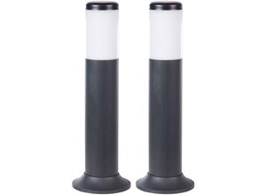 4255664872845 - Beliani - Pollerleuchte 2er Set Schwarz Kunststoff 49 cm Modern mit Montageplatte Outdoor Garten Terrasse Einfahrt Beleuchtung Außenlampe Wegeleuchte