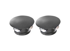 4255664872944 - Beliani - led Wandlampe für den Außenbereich 2er Set Schwarz Aluminium und Glas 4-Flammig Rund ⌀ 10 cm Extern Modernes Design Garten Terrasse