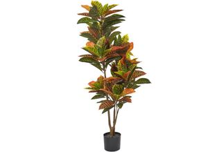 4255664873217 - Kunstpflanze Wunderstrauch Croton Grün 140 cm im Blumentopf Künstlich Indoor Dekoration Wohnaccessoires Codiaeum