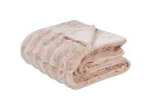4255664873316 - Beliani - Kuscheldecke Pastellrosa aus Kunstfell 150 x 200 cm Flauschige Tagesdecke für Bett Sofa Wohnzimmer Schlafzimmer Überwurf Wohnaccessoires