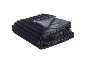 4255664873460 - Beliani - Kuscheldecke Schwarz aus Kunstfell 150 x 200 cm Flauschige Tagesdecke für Bett Sofa Wohnzimmer Schlafzimmer Überwurf Wohnaccessoires