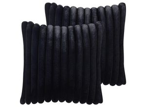 4255664873521 - Beliani - Dekokissen 2er Set Schwarz aus Kunstfell 45 x 45 cm Quadratisch Flauschig Weich Deko Dekoration Wohnaccessoires für Wohnzimmer Schlafzimmer