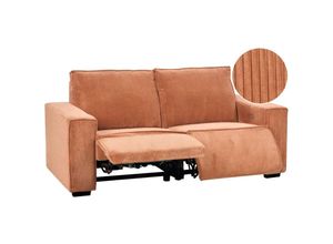 4255664874627 - Beliani - Sofa Orange Cord 3-Sitzer Gepolstert Elektrisch Verstellbar Relax Funktion für 3 Personen Modernes Retro Design Couch Wohnzimmermöbel