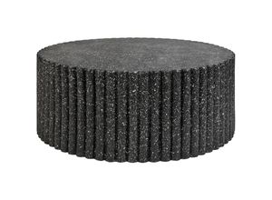 4255664874788 - Couchtisch Schwarz Leichtbeton und Glasfaser Rund ⌀ 117 cm Terrazzo Optik Lamellen Modern Skandi Outdoor & Indoor Terrasse Garten Wohnzimmer