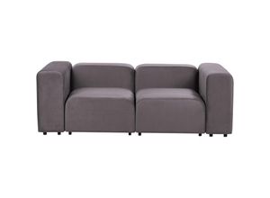 4255664875068 - Beliani - 2-Sitzer Sofa Dunkelgrau Samtbezug Modular mit Breiten Hohen Armlehnen Niedrige Rückenlehne Modern Wohnzimmer Polstersofa Modulsofa